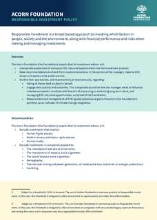 Responsible Investment Policy